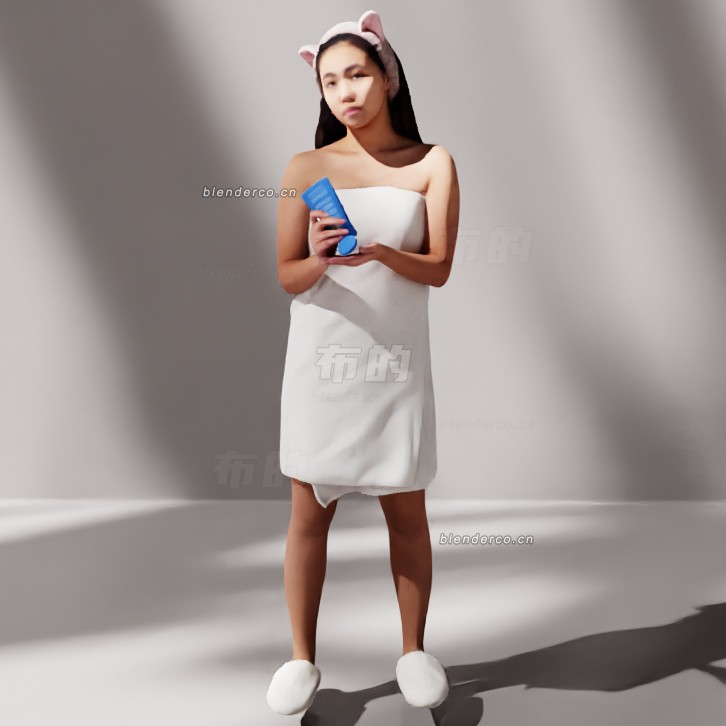blender刚起洗漱女士模型_blender布的60