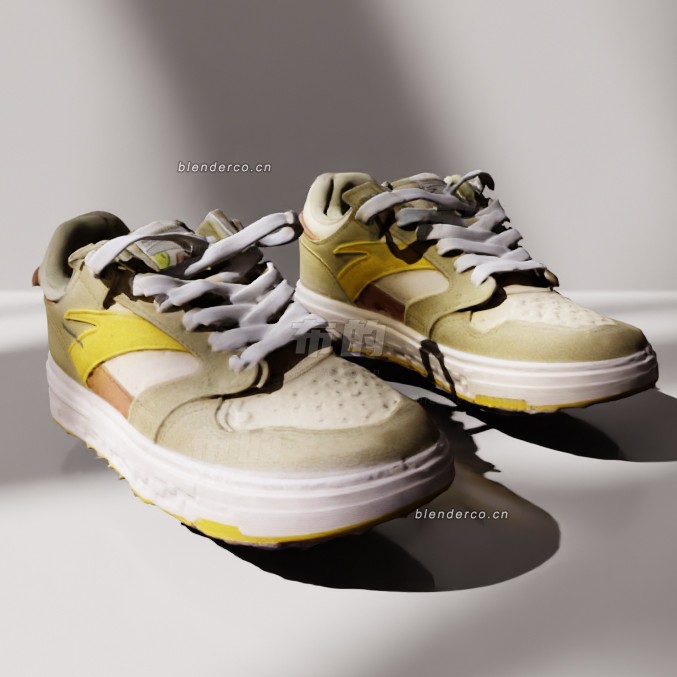 blender安踏黄色运动鞋模型_blender布的39