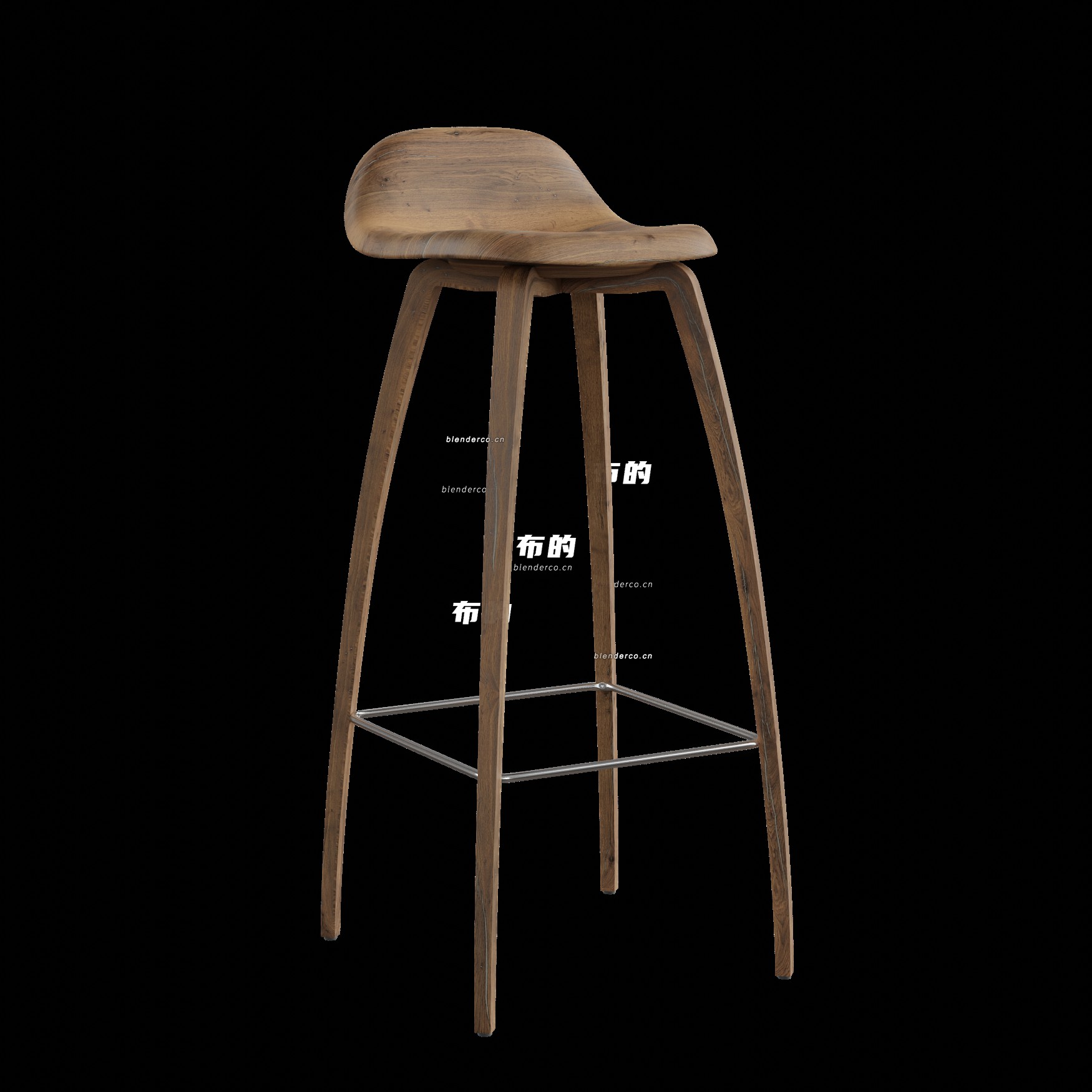 blender弯木高凳座椅模型_blender布的165