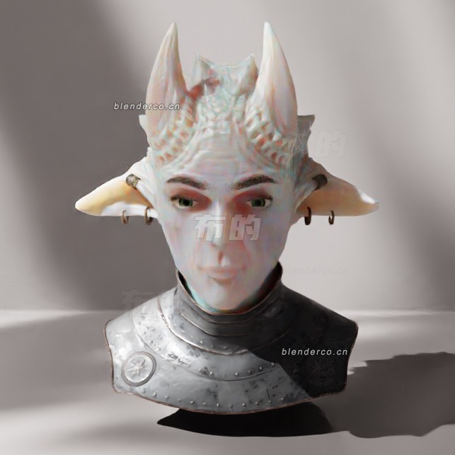 blender有角的瓷精灵模型_blender布的38