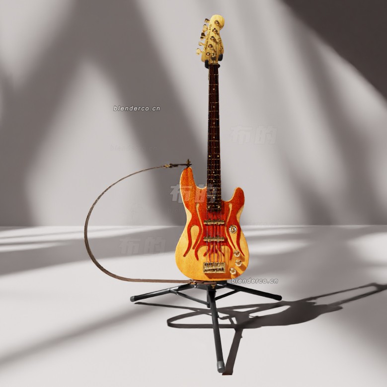 blender芬达 乔博林 定制贝斯电吉他模型_blender布的222