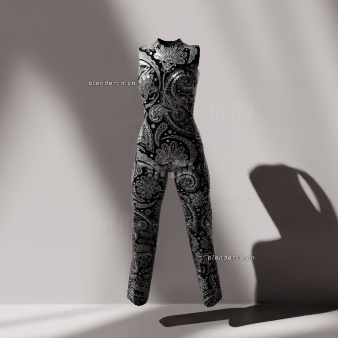 blender女式简约工作服模型_blender布的02