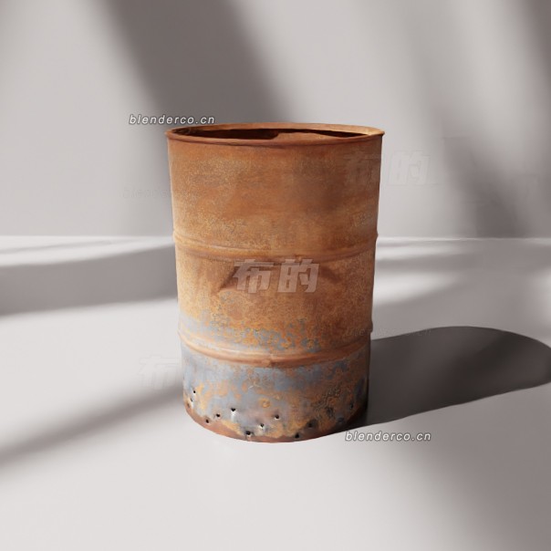 blender旧铁皮桶模型_blender布的10