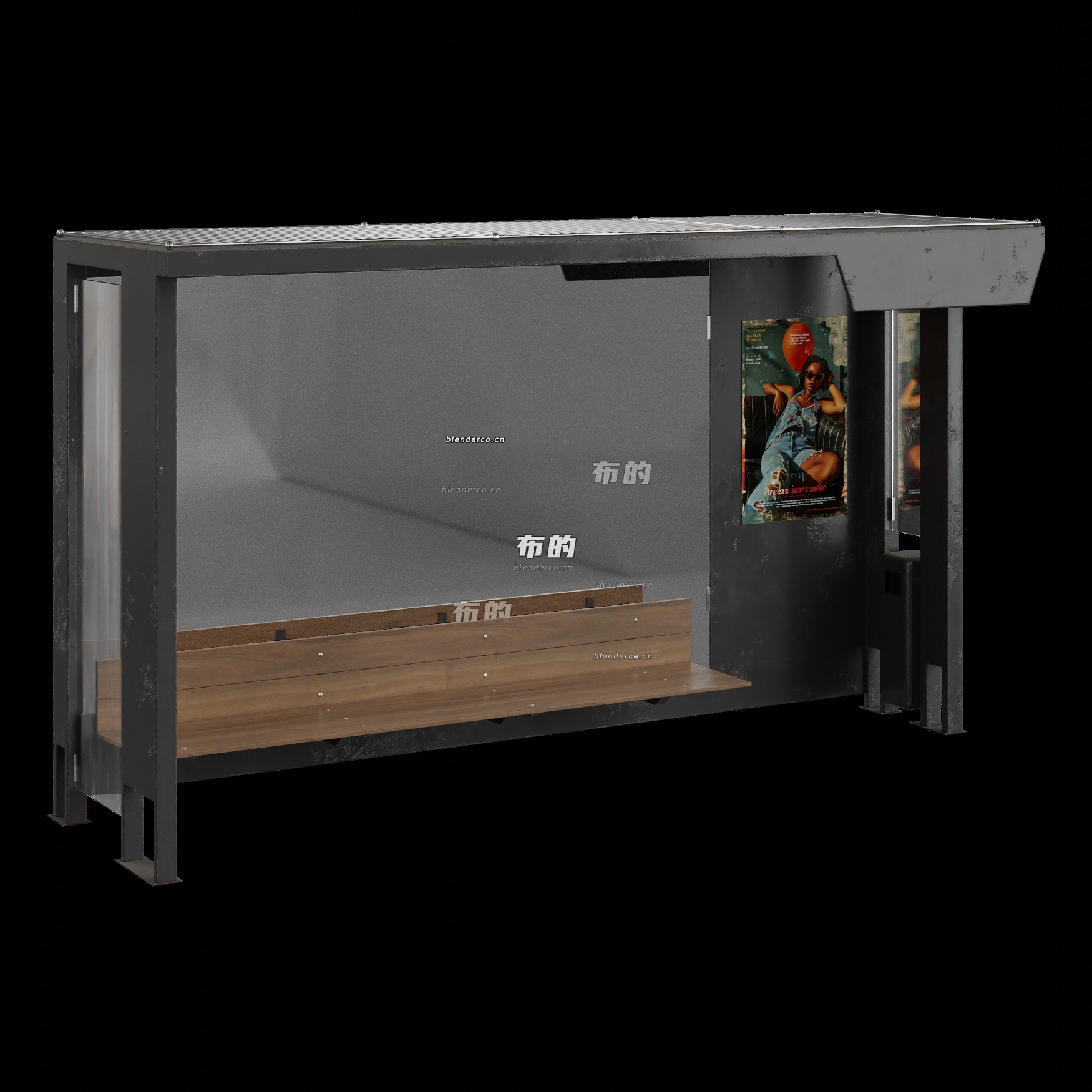 blender公交车站模型_blender布的22