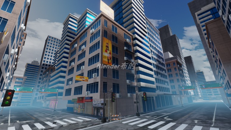 blender城市街道街景高楼大厦 g12