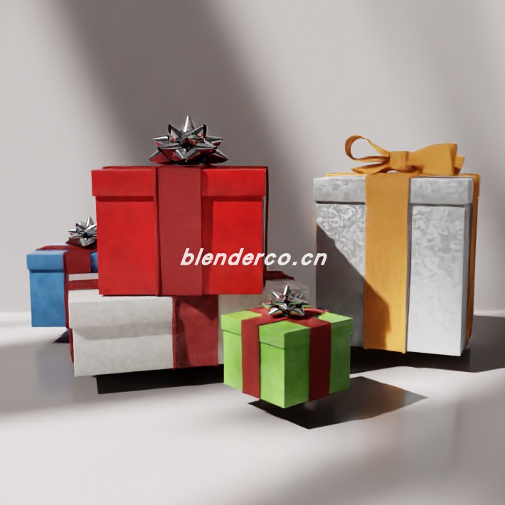blender生日或圣诞节礼物模型_blender布的130