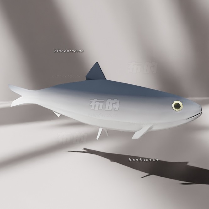 blender低多边形卡通动画沙丁鱼模型_blender布的06