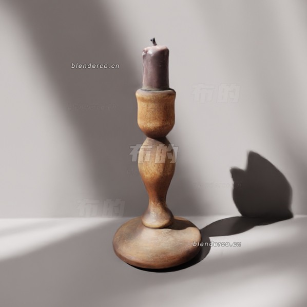 blender木制烛台模型_blender布的233