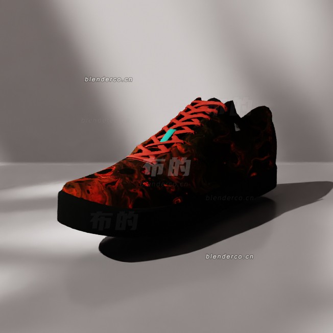 blender红色熔岩鞋模型_blender布的75