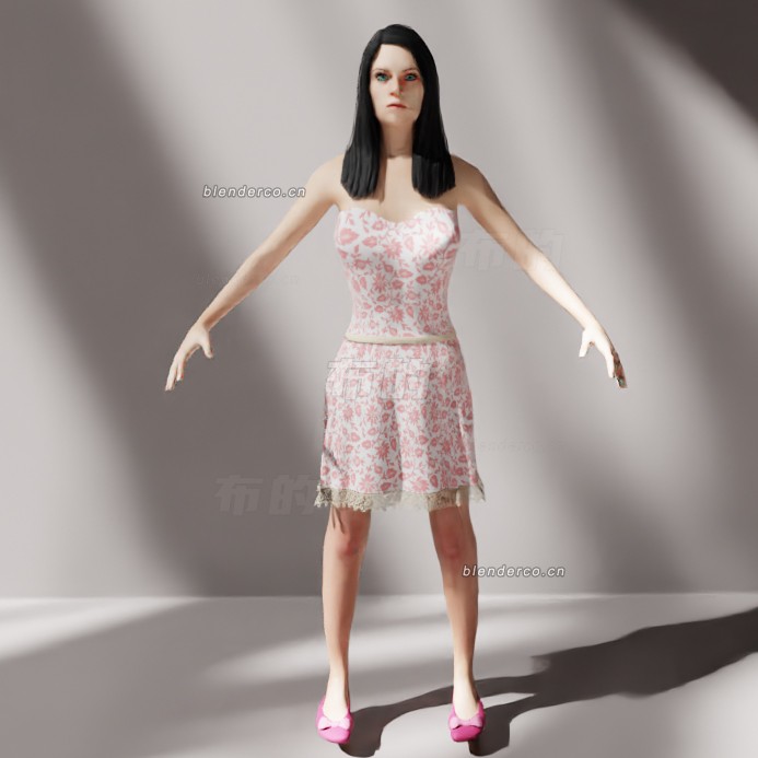 blender莎拉角色绑定模型_blender布的78