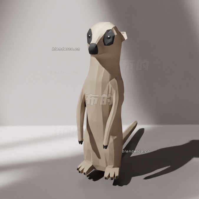 blender低多边形獴模型_blender布的26
