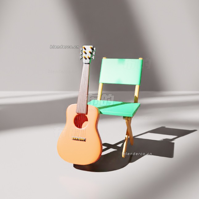 blender带有折叠座椅的乐器模型_blender布的135