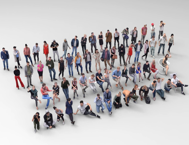 C4D FBX STL OBJ SU Maya欧美国外坐立休闲人物角色拍照男女模型