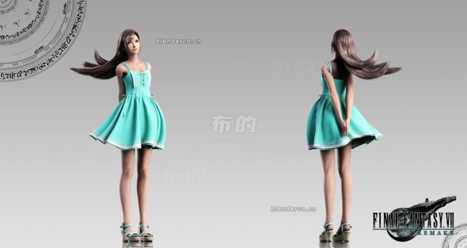 ff7re 蒂法 蓝裙少女版 fbx格式