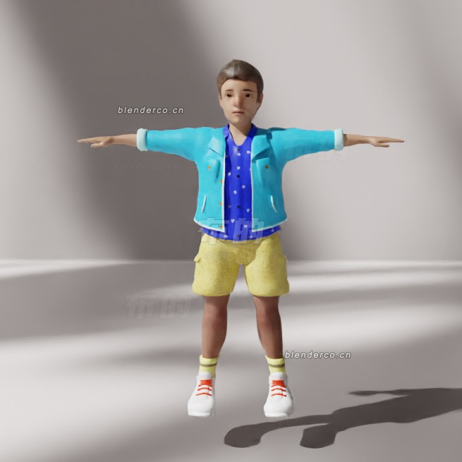 blender卡通小男孩模型_blender布的25