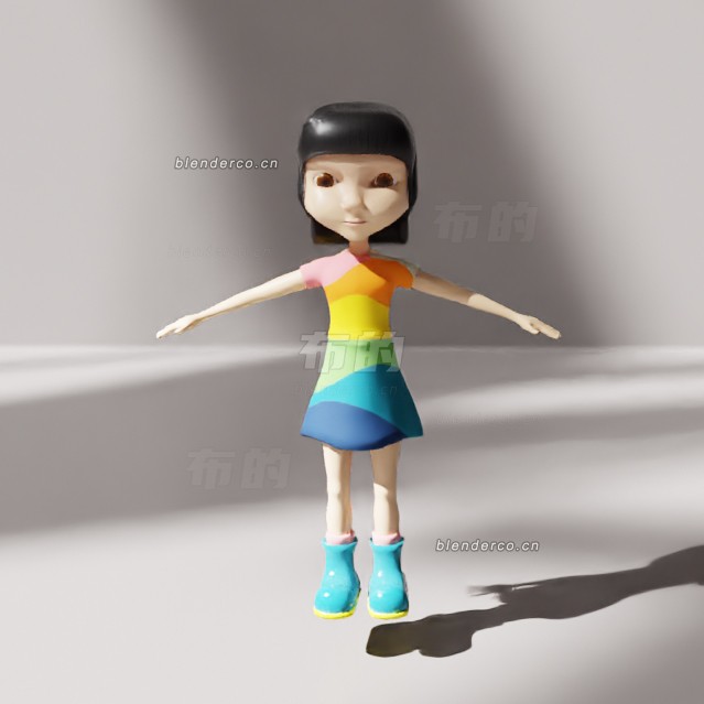 blender卡通人物艾比模型_blender布的10