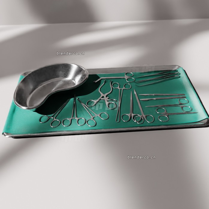 blender手术器械托盘模型_blender布的26