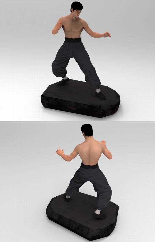 C4D功夫明星FBX摆件雕像STL李小龙人物OBJ塑像Blender素材ZBrush