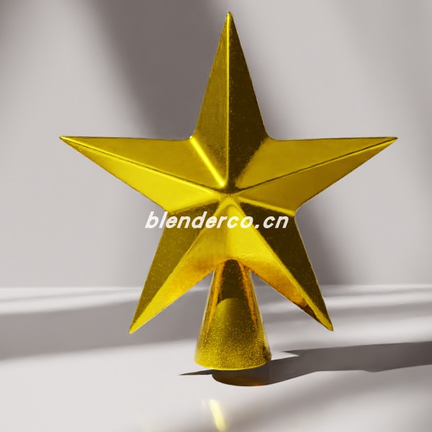 blender金色星形树顶装饰模型_blender布的158