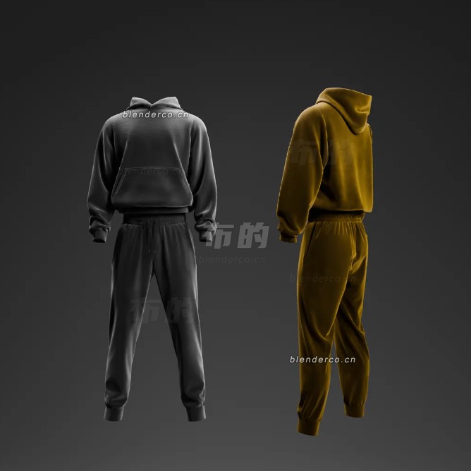blender男士慢跑裤模型_blender布的15