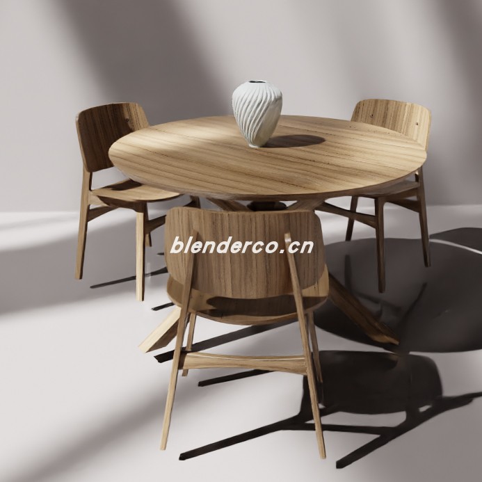 blender桌椅套装模型_blender布的46