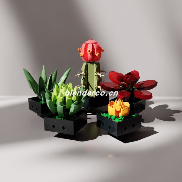 blender乐高多肉植物模型_blender布的01