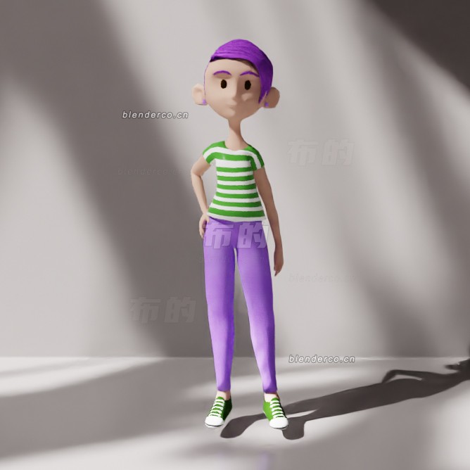 blender维多利亚角色绑定模型_blender布的34