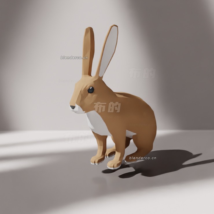 blender低多边形卡通兔子模型_blender布的04