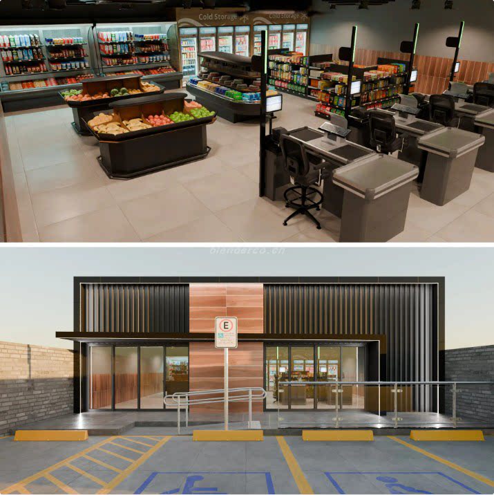 Blender迷你小超市3D室内场景模型