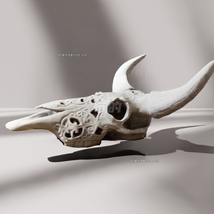 blender牛头骨雕塑模型_blender布的50