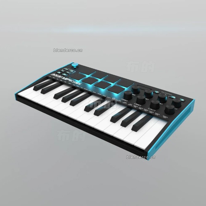 blender艾凯MPK迷你键盘模型_blender布的216