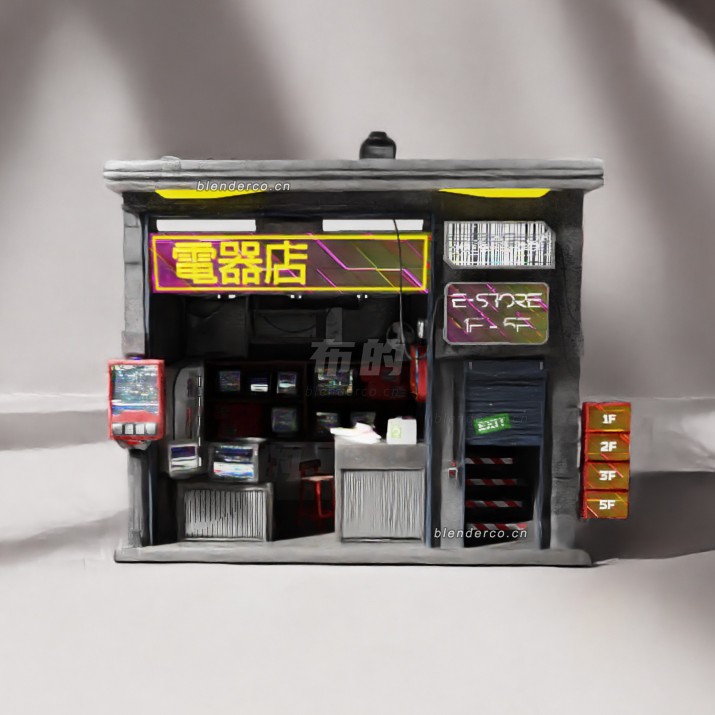 blender老街电器店模型_blender布的03