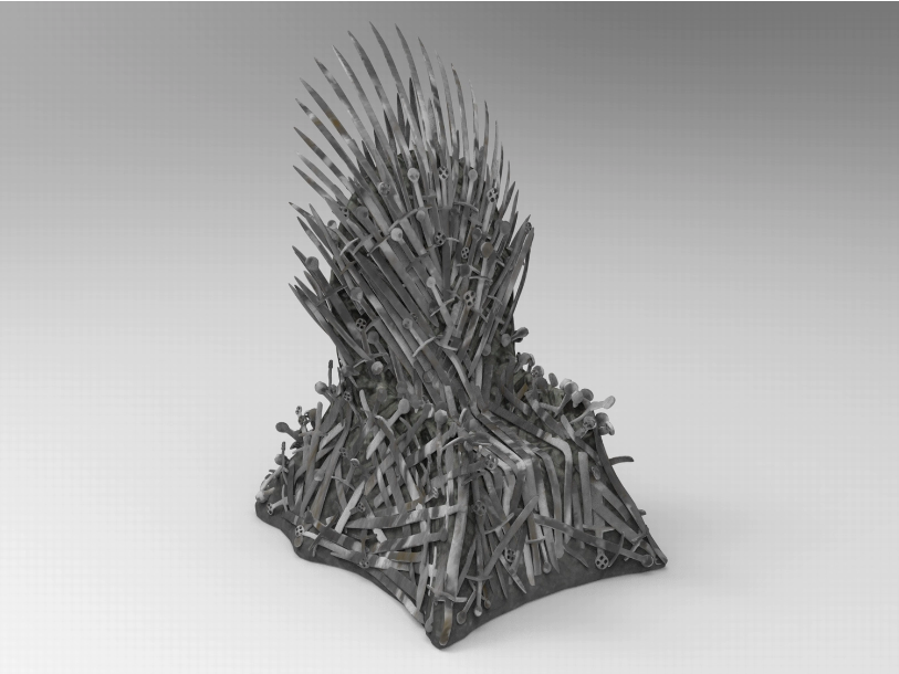 C4D座椅FBX铁王座STL剑堆OBJ权力宝座Blender剑刃游戏场景3D素材