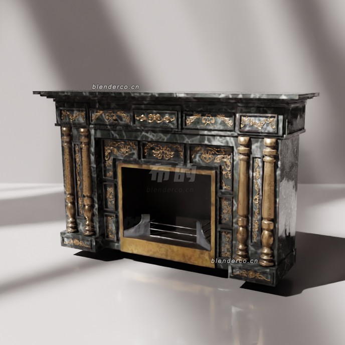 blender壁炉模型_blender布的46