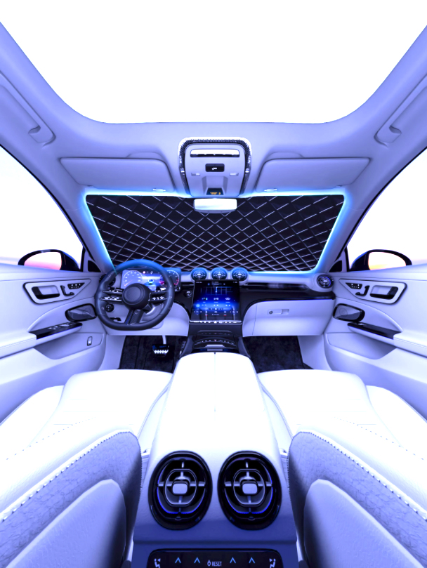 C4D奔驰汽车内饰遮阳前挡防晒罩3D场景模型OC渲染设计素材带贴图