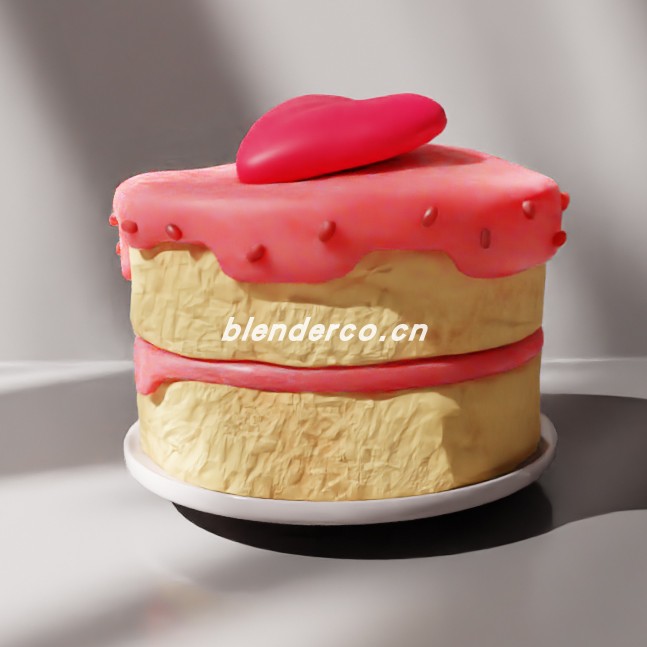 blender奶油心形蛋糕模型_blender布的46