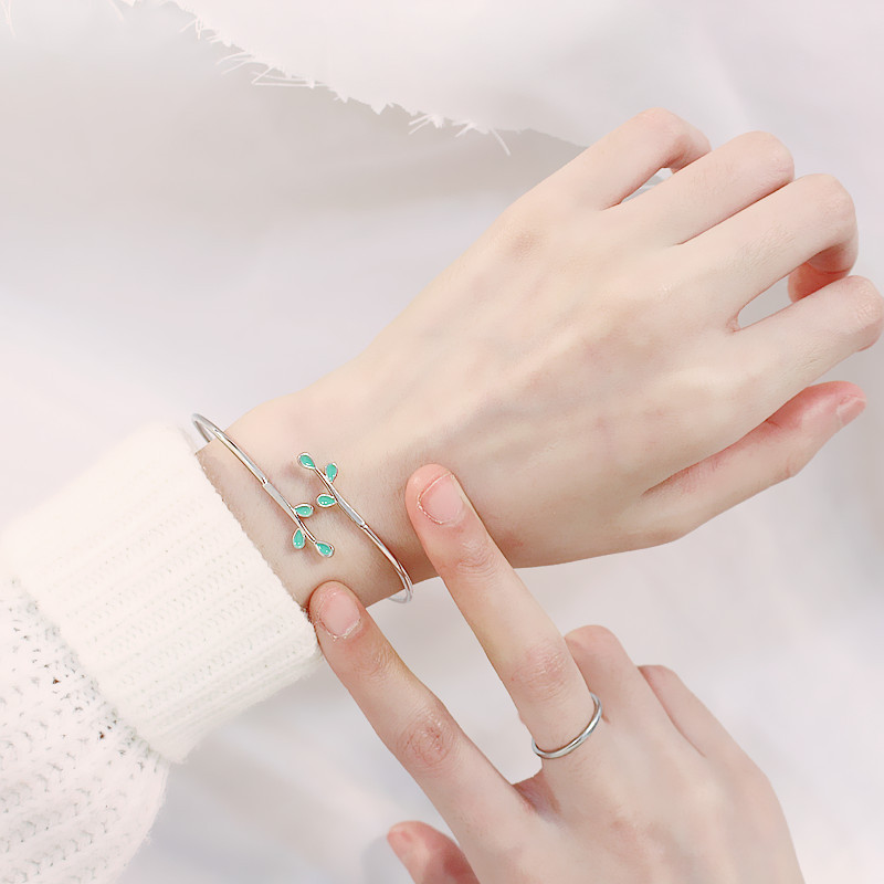 Vòng tay đỏ nữ sinh viên Hàn Quốc hoang dã mở lá cây trang sức phổ biến văn chương nhỏ tươi Sen đơn giản - Vòng đeo tay Cuff vòng đeo tay nữ