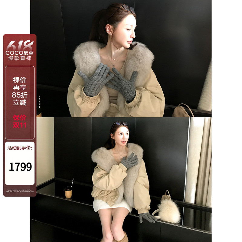 Misty Parka Imported from Finland, Saga Fox Fur + 95% White Goose down High-Fill Power down Parka Jacket