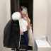 COCO LIMITED Dick Cowboy Nhập khẩu nhíp len có thể tháo rời Lông cổ áo denim Parker Fur Jacket áo da lộn lót lông Faux Fur