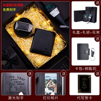 Бумажник, кожаный ремень, подарочная коробка, фотография с гравюрой, анти-кража, легкий роскошный стиль