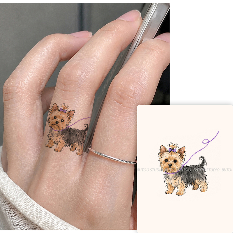 Butoo Tattoo Stickers Cute Dog Diary Yorkshire Terrier Finger Tattoo Stickers for Women Waterproof Long-Lasting Cute Puppy Stickers Butoo Tattoo Stickers Cute Dog Diary Yorkshire Terrier Finger Tattoo Stickers for Women Waterproof Long-Lasting Cute Puppy Stickers