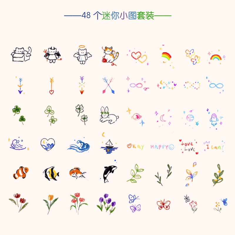 Butoo Tattoo Stickers 48 Small Tattoo Stickers Waterproof for Women Long-Lasting Colorful Finger Tattoo Stickers Small Patterns