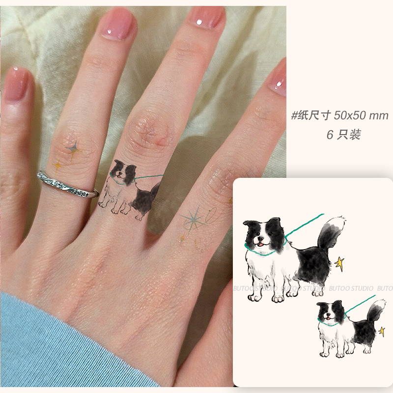 Butoo Tattoo Stickers Puppy Finger Tattoo Stickers for Women Waterproof Long-Lasting Colorful Tattoo Stickers Finger Tattoo Stickers