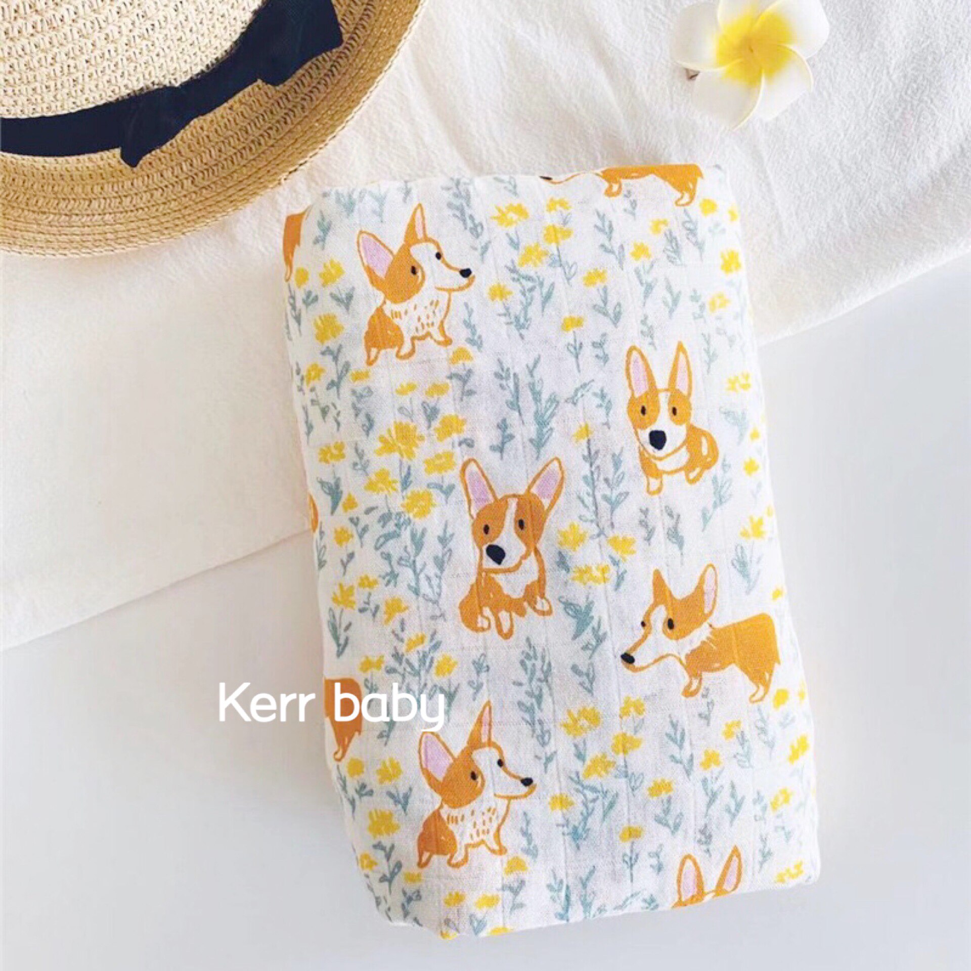 kerr baby bamboo cotton baby muslin corgi gauze towel baby bath towel newborn soft glutinous swaddle towel