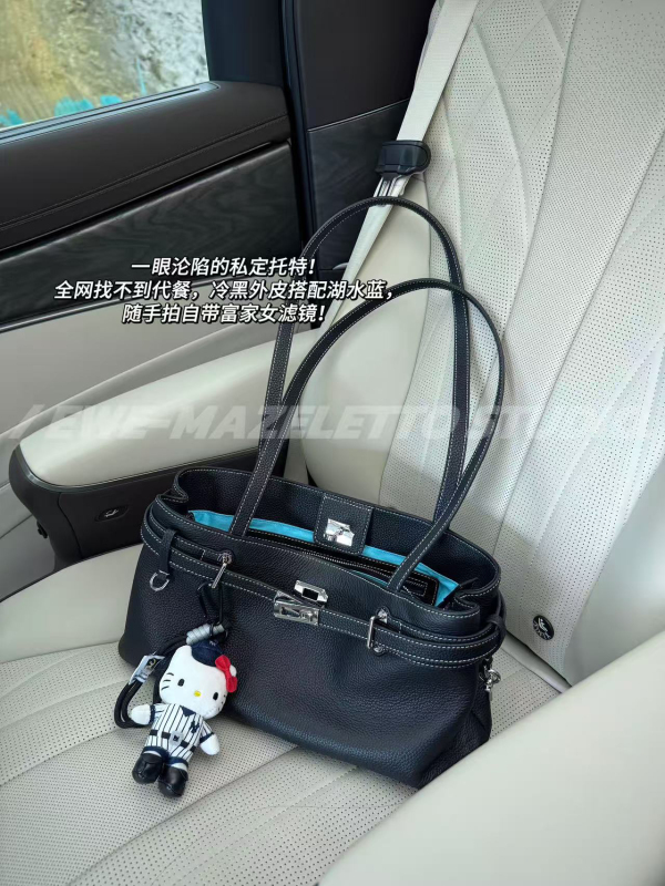 [Ewe Sleeps at Three O'Clock] There Are No Meal Replacements on the Entire Internet! Original Designer Style Contrasting Color Lining Long-Handle Single-Shoulder Tote Bag