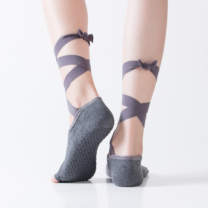 New All-cotton Yoga Socks Granular Socks Bottom Five Fingers Socks Toe Truffle Back Dance Socks Lace with anti-slip yoga socks-Taobao