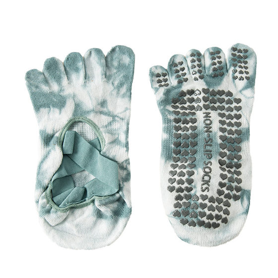 Tie-Dye Yoga Socks for Women, Professional Non-Slip Strap Five-Toe Socks, Fitness Beginners' Pilates Socks, Indoor Sports