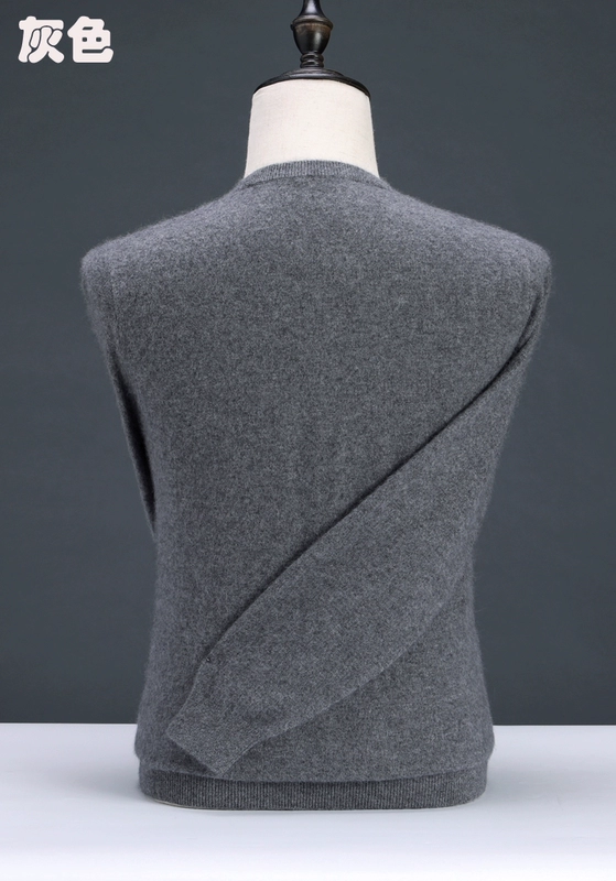 Chính hãng Ordos City nhung nam v-cổ áo thun phần cashmere màu rắn đan đan đáy áo len giản dị
