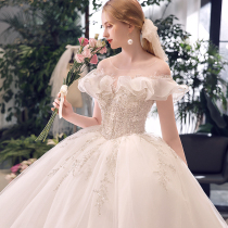 High-end Method Heavy Engineering Wedding Dresses Women 2022 New Winter Brides Starry Sky palace The high sense of the word shoulder