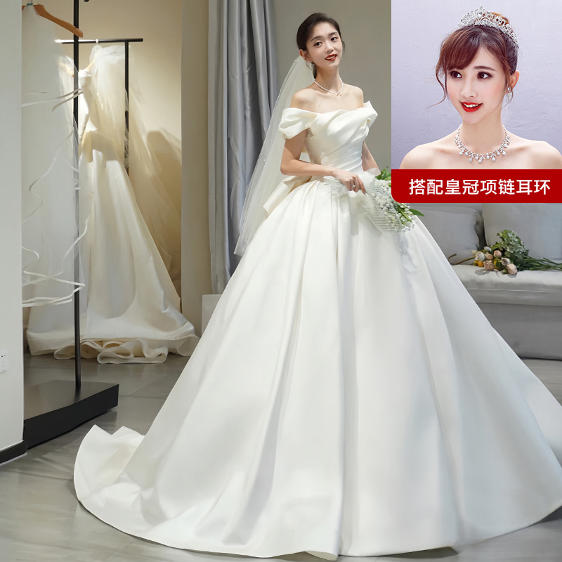  M+Ivory white (trailer)+headdress three -piece set   + $43.99 
